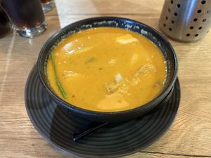 Coconut soup  at Vevi Restaurant II in Vienna