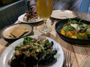 Vegan gnocchi and broccoli dishes with goats cheese fig and crackers at The Union Rye in Rye