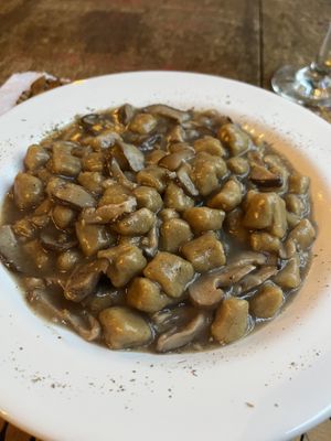 Banana gnocchi with mushroomss  at Vinicius in Paraty