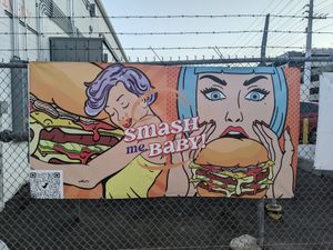 Sign next to pop-up kitchen at Smash Me Baby - Takeout & Delivery  in Las Vegas