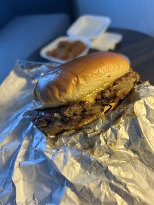 Smashed mushroom and swiss burger at Smash Me Baby - Takeout & Delivery  in Las Vegas