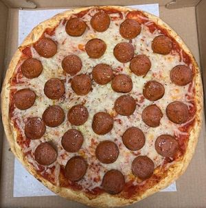 Vegan cheese Pizza with Vegan Pepperoni  at MAC Pizza & Wings in Phillipsburg