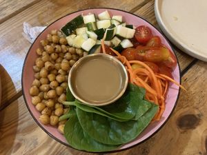 Bowl with quinoa (below)  at El Patio in Bocas Del Toro