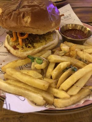 Vegan burger   at El Patio in Bocas Del Toro