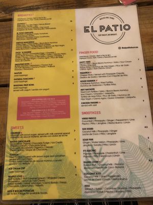 Menú   at El Patio in Bocas Del Toro
