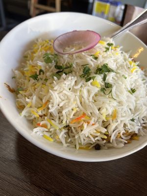  Vegan biryani  at Masala Desi Cafe in Burlingame