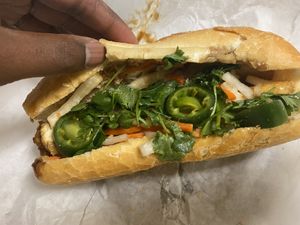 Contents of banh mi  at Kim Phuong Vegetarian Delight in Renton