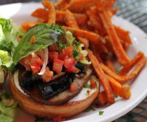 Portobello & Sausage Burger at Native Foods - Wicker Park in Chicago