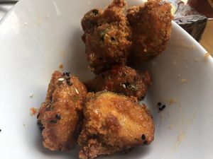 Thai fried Brussel sprouts (eaten half the bowl already!) at Native Foods - Wicker Park in Chicago