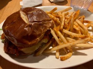 Gastro pub burger and fries  at Native Foods - Wicker Park in Chicago