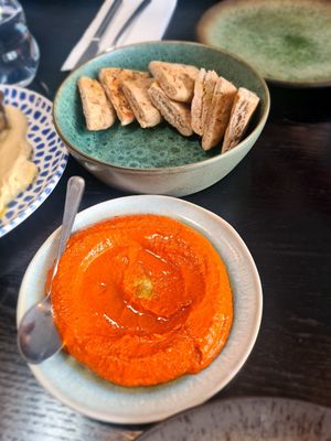 Pita bread with tyrokafteri sauce at Gerome in Auckland