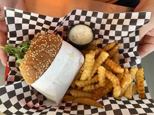 Falafel burger  at BeeWali's Vegan AF in Los Angeles
