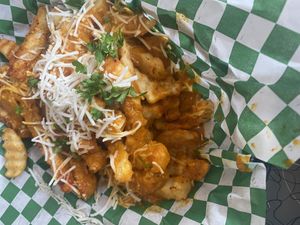 Curry fries  at BeeWali's Vegan AF in Los Angeles