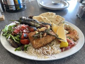 Salmon plate  at BeeWali's Vegan AF in Los Angeles