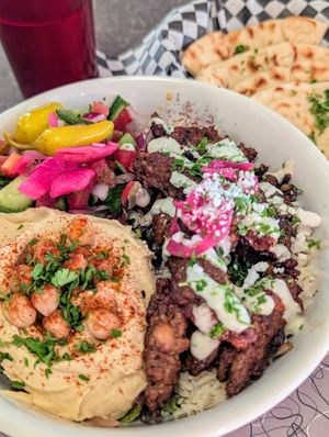 Lamb bowl, so filling! at BeeWali's Vegan AF in Los Angeles