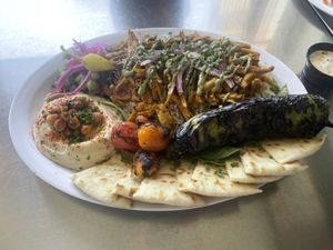 chicken platter   at BeeWali's Vegan AF in Los Angeles