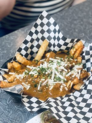 Curry fries  at BeeWali's Vegan AF in Los Angeles