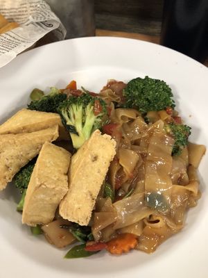 Vegan drunken noodles with added tofu  at Drunken Noodle in Fargo