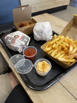 nuggets, two burgers, thick fries, tomato and vietnamese sauce   at Lord of the Fries in Windsor