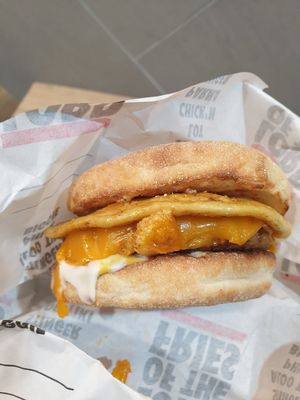 Egg and patty - yum at Lord of the Fries in Windsor