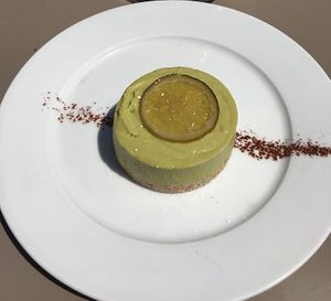 Vegan avocado mousse dessert at Le Murmure Fracassant in Paris