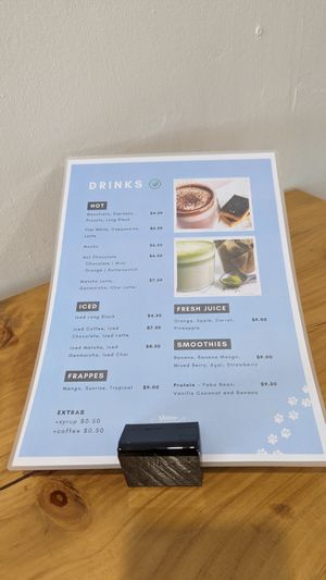 Awesome menu at Meow Cafe in Epping