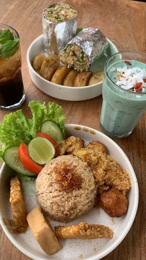 Goreng kuning bowl and burrito  at Burgreens Canggu - Healthy Plant-Based Eatery in Canggu