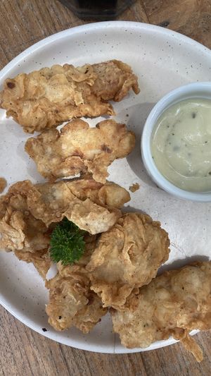 Fried chicken with caesar dip  at Burgreens Canggu - Healthy Plant-Based Eatery in Canggu
