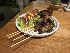 No beef satay  at Burgreens Canggu - Healthy Plant-Based Eatery in Canggu