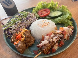 Vegan rendang platter  at Burgreens Canggu - Healthy Plant-Based Eatery in Canggu