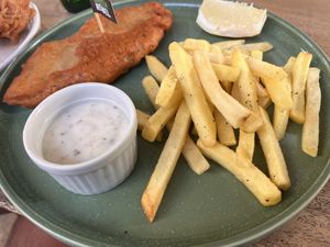 Fysh and chips  at Burgreens Canggu - Healthy Plant-Based Eatery in Canggu