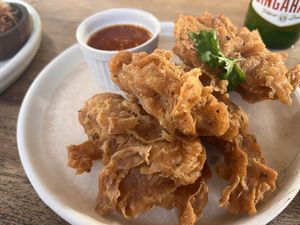 Plate of chick’n tenders - A M A Z I N G  at Burgreens Canggu - Healthy Plant-Based Eatery in Canggu