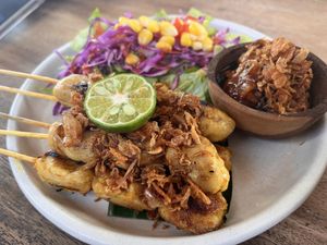Satay sticks  at Burgreens Canggu - Healthy Plant-Based Eatery in Canggu