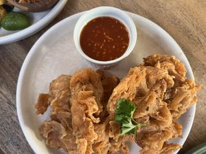 Chick’n tenders. So similar to the “secrete herbs and spices” recipe. Soooooo good  at Burgreens Canggu - Healthy Plant-Based Eatery in Canggu