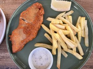 Fysh and chips  at Burgreens Canggu - Healthy Plant-Based Eatery in Canggu