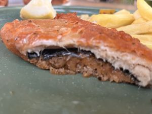 Inside the fysh - the seaweed/nori gives it the real fish taste. It’s amazing  at Burgreens Canggu - Healthy Plant-Based Eatery in Canggu