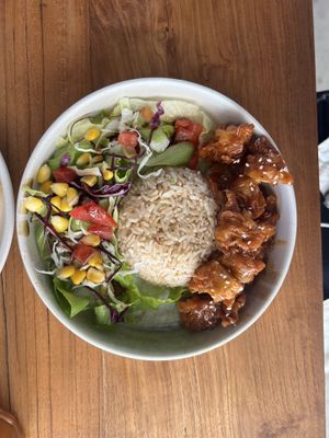 vegan chicken sweet-sour  at Burgreens Canggu - Healthy Plant-Based Eatery in Canggu