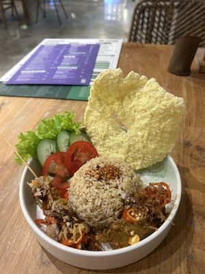Vegan satay dish   at Burgreens Canggu - Healthy Plant-Based Eatery in Canggu