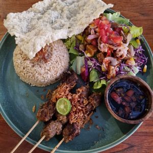Satay platter, spicy at Burgreens Canggu - Healthy Plant-Based Eatery in Canggu