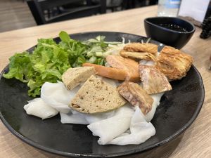 Steamed noodles  at Happy Buddha Kitchen in Temple City
