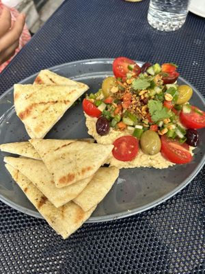 Hummus plate with no feta   at Chez Piggy in Kingston