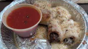 Vegan meatball sliders at Brickyard Pizza in Saugerties