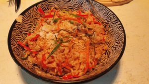 Vegetables with rice at Karavan in San Pedro De Atacama