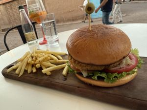 Lentil burger   at Karavan in San Pedro De Atacama