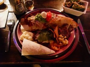 Vegan Meal with no alcohol beer. at El Pancho in Osaka