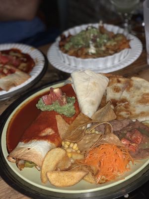 Vegan burrito plate at El Pancho in Osaka