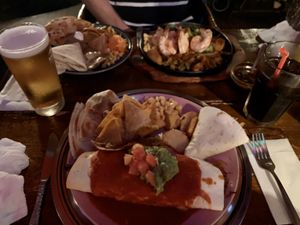 Vegetarian combo and shrimp fajita combo at El Pancho in Osaka