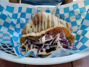 Crunchy tacos with a minced mushroom filling at La PlantisquerÍa in Mexico City