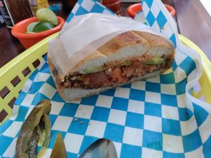 Sandwich special with heart of palms, bean, and avocado filling at La PlantisquerÍa in Mexico City