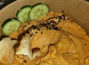 Delivery: bellpepper sprouted cashew hummus at Terra's Table in Riyadh